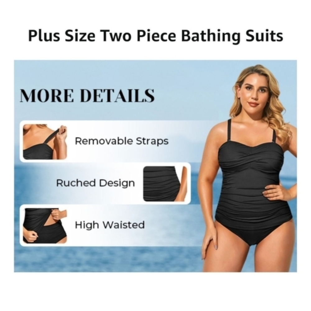 AQUA EVE - 16W Elegant Black Women's Swimwear - Picture 8 of 11